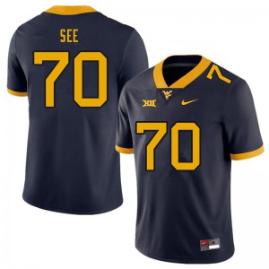 Mens West Virginia Mountaineers Shaun See #70 Official Navy Jerseys 950221-619