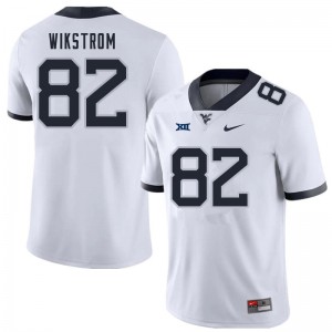 Mens West Virginia Mountaineers Victor Wikstrom #82 White College Jerseys 618297-335