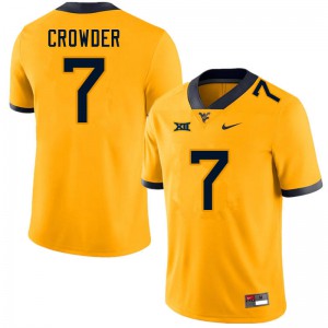 Mens West Virginia Mountaineers Will Crowder #7 Football Gold Jersey 486650-313