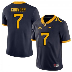 Mens West Virginia Mountaineers Will Crowder #7 Navy NCAA Jersey 268001-816