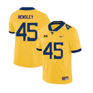 Mens West Virginia Mountaineers Adam Hensley #45 Yellow Football 2019 Jerseys 888928-909