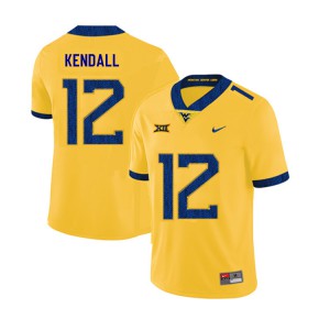Men's West Virginia Mountaineers Austin Kendall #12 2019 Yellow Stitched Jerseys 108282-490