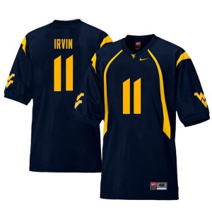 Mens West Virginia Mountaineers Bruce Irvin #11 Navy Retro Official Jersey 199751-648