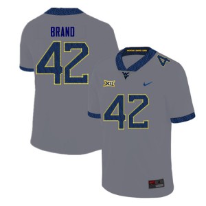 Mens West Virginia Mountaineers Bryce Brand #42 Football Gray Jerseys 773855-295