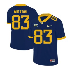 Mens West Virginia Mountaineers Bryce Wheaton #83 2019 Stitch Navy Jersey 826476-414