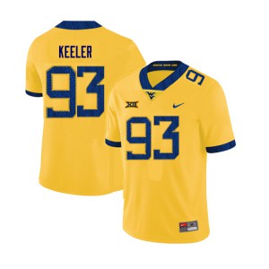 Mens West Virginia Mountaineers Caydan Keeler #93 Yellow Player Jerseys 167839-894