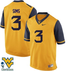 Men's West Virginia Mountaineers Charles Sims #3 Football Gold Jerseys 795801-225
