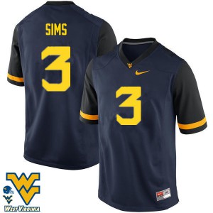 Men's West Virginia Mountaineers Charles Sims #3 Player Navy Jerseys 804588-800