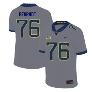 Men West Virginia Mountaineers Chase Behrndt #76 Gray Embroidery 2019 Jersey 281421-146