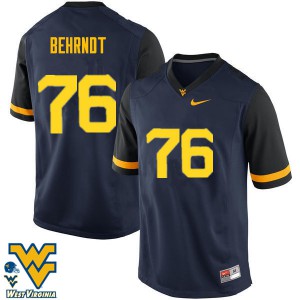 Men West Virginia Mountaineers Chase Behrndt #76 Navy Embroidery Jersey 781754-478