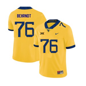 Men's West Virginia Mountaineers Chase Behrndt #76 Yellow Stitched 2019 Jersey 773910-175