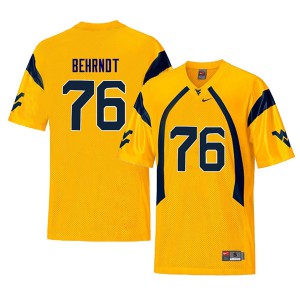 Men's West Virginia Mountaineers Chase Behrndt #76 Yellow Official Retro Jerseys 591814-823