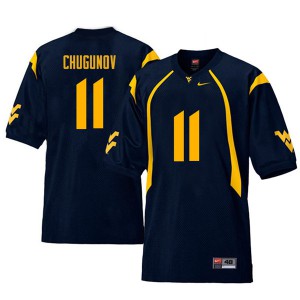Mens West Virginia Mountaineers Chris Chugunov #11 Navy Alumni Retro Jersey 642900-418
