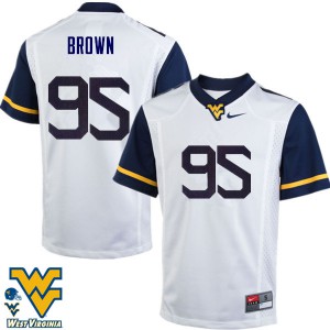 Mens West Virginia Mountaineers Christian Brown #95 White Football Jersey 727029-179