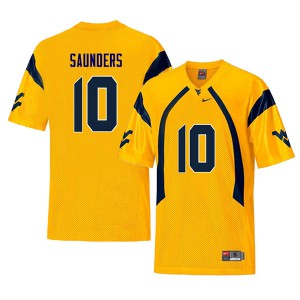 Mens West Virginia Mountaineers Cody Saunders #10 Yellow College Retro Jerseys 752506-219