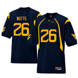 Men's West Virginia Mountaineers Connor Watts #26 Stitched Retro Navy Jerseys 594895-752