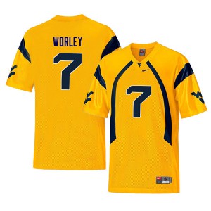 Mens West Virginia Mountaineers Daryl Worley #7 High School Yellow Retro Jerseys 485544-628