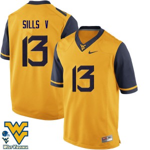 Mens West Virginia Mountaineers David Sills V #13 Player Gold Jerseys 798431-776