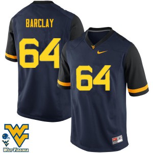 Men West Virginia Mountaineers Don Barclay #64 Navy Official Jersey 818573-871
