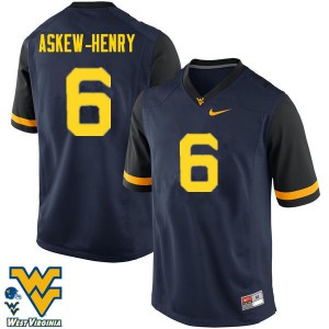 Mens West Virginia Mountaineers Dravon Askew-Henry #6 Navy Stitched Jersey 838243-268