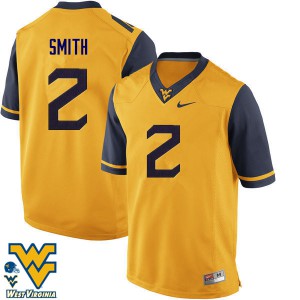 Men West Virginia Mountaineers Dreamius Smith #2 Gold Stitched Jersey 981853-102