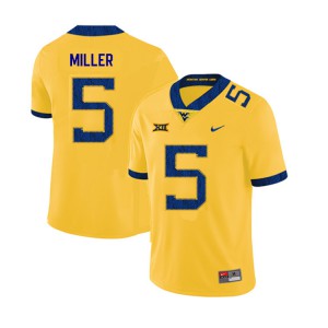 Mens West Virginia Mountaineers Dreshun Miller #5 2019 Yellow Player Jersey 465821-143