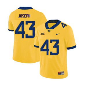 Men's West Virginia Mountaineers Drew Joseph #43 Yellow NCAA 2019 Jersey 141166-850