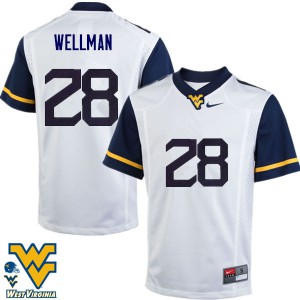 Men's West Virginia Mountaineers Elijah Wellman #28 Stitched White Jersey 995234-424