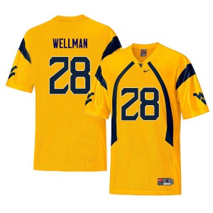 Mens West Virginia Mountaineers Elijah Wellman #28 Retro Yellow Football Jerseys 632966-271