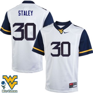 Mens West Virginia Mountaineers Evan Staley #30 White Stitched Jerseys 672376-995
