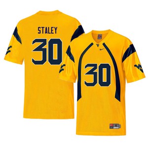 Mens West Virginia Mountaineers Evan Staley #30 Retro Official Yellow Jersey 190908-407