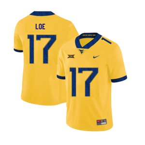 Mens West Virginia Mountaineers Exree Loe #17 2019 Embroidery Yellow Jerseys 499384-929