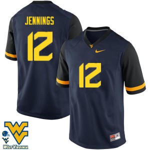 Men West Virginia Mountaineers Gary Jennings #12 Navy Stitched Jersey 563178-487