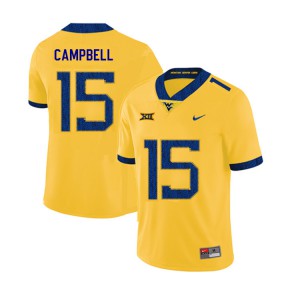 Men West Virginia Mountaineers George Campbell #15 2019 Stitch Yellow Jersey 949696-827