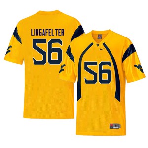 Mens West Virginia Mountaineers Grant Lingafelter #56 Yellow Embroidery Retro Jerseys 611511-535