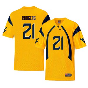 Mens West Virginia Mountaineers Ira Errett Rodgers #21 Retro Player Yellow Jersey 452755-251