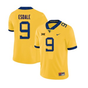 Mens West Virginia Mountaineers Isaiah Esdale #9 Yellow Stitched Jerseys 988016-784