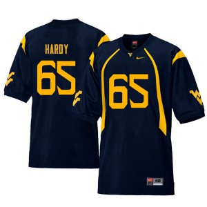 Men's West Virginia Mountaineers Isaiah Hardy #65 Embroidery Navy Retro Jerseys 301294-859