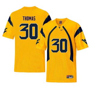 Men's West Virginia Mountaineers J.T. Thomas #30 Player Yellow Retro Jerseys 521683-820