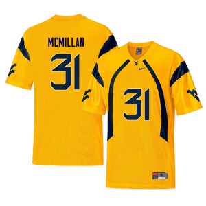 Men's West Virginia Mountaineers Jawaun McMillan #31 Yellow Retro College Jerseys 381762-502