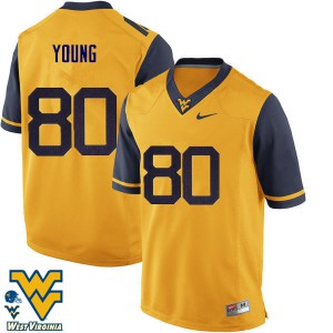 Mens West Virginia Mountaineers Jonn Young #80 Gold Official Jerseys 755926-652