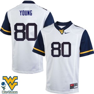 Men's West Virginia Mountaineers Jonn Young #80 White Alumni Jerseys 906016-615