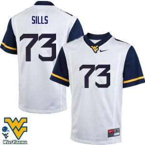 Mens West Virginia Mountaineers Josh Sills #73 Official White Jerseys 637795-771