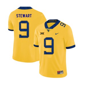 Mens West Virginia Mountaineers Jovanni Stewart #9 Yellow 2019 Embroidery Jersey 544406-886