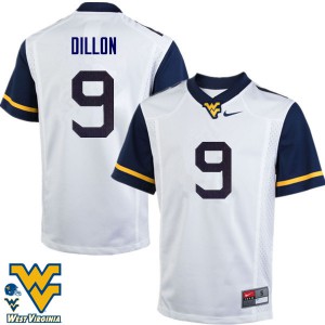 Mens West Virginia Mountaineers K.J. Dillon #9 White Embroidery Jerseys 857004-529