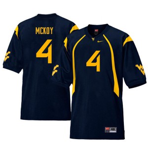 Mens West Virginia Mountaineers Kennedy McKoy #4 Navy NCAA Retro Jersey 123365-446