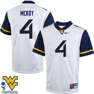 Men's West Virginia Mountaineers Kennedy McKoy #4 Stitch White Jerseys 506014-506