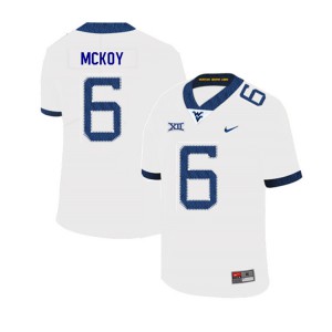 Mens West Virginia Mountaineers Kennedy McKoy #6 2019 Football White Jersey 387438-682
