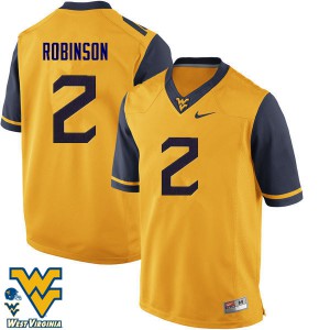 Men's West Virginia Mountaineers Kenny Robinson #2 Gold Stitched Jerseys 205097-495