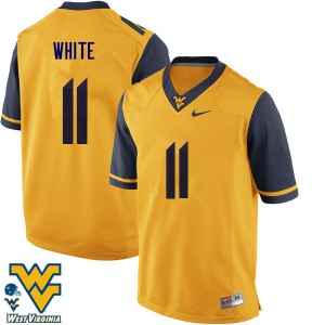 Men's West Virginia Mountaineers Kevin White #11 Gold Embroidery Jersey 898107-124